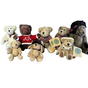 Boyds Bears Plush Lot 8 Piece Stuffed Animal Dog Jointed Teddy Vintage